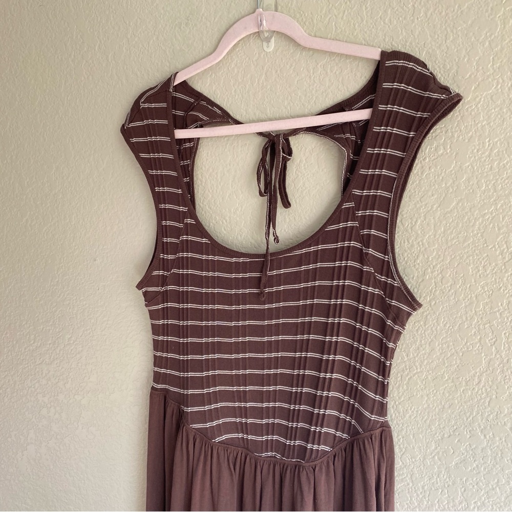 NEW Free People Beach Alana Open-Back Striped Brown Midi - Picture 8 of 10